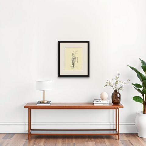 Herald of Timor, Antique Wahlen Costume Print, 1843-1844, shown framed on a wall