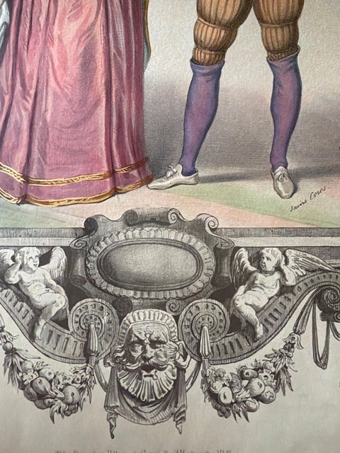 Henri III French Court Costume, Royal Couple Costume Lithograph, 1847, view 6