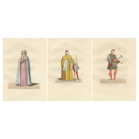 Medieval Fashion Ensemble from Rome & Venice, 14th–15th Century, Published 1845