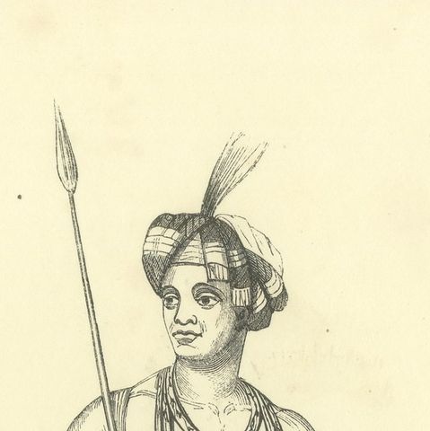 Harfur of Tondano, Antique Wahlen Costume Print, 1843-1844, close-up 2