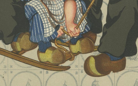 Cheerful Winter Outing: Volendam Men & Children in Holiday Dress (1932), close-up 2
