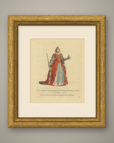 Elizabeth Queen of England as Protectress of Holland in 1585, Jefferys, 1757, shown framed