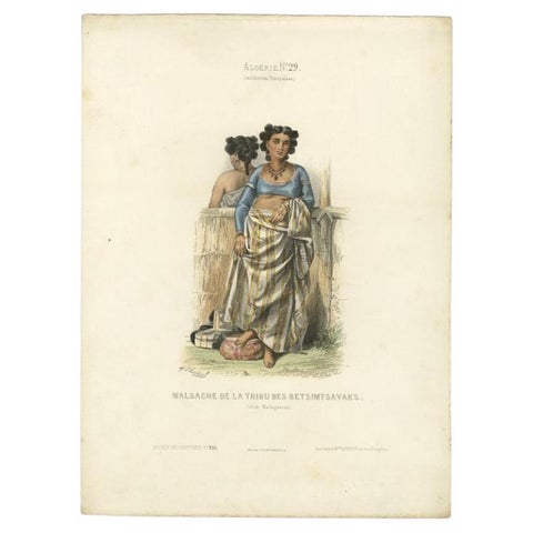 Rare Print of a Malagasy of the Tribe of Betsimtsavaks, Madagascar, 1850, view 2