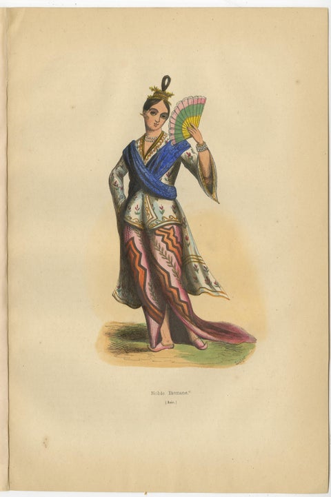 Exquisite 1844 Handcoloured Lithographs of Noble Birmans from Myanmar, view 3