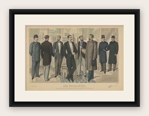 Antique Print of Fashion in December 1892 by Klemm & Weiss, circa 1900, shown framed