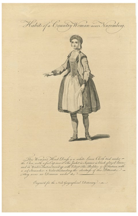 Country Woman near Nuremberg, Germany, Antique Costume Engraving, c.1795