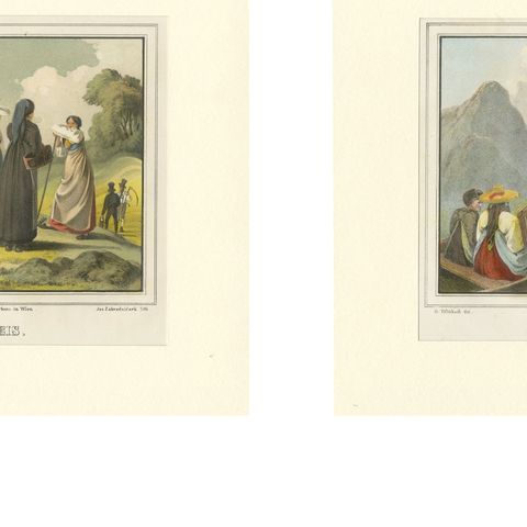 Austrian Folk Costume Pair, Hausruckkreis, Alpine Genre Scenes, 19th Century, close-up 6