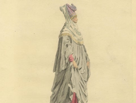 Grecian Woman of Meteline Costume Print, Hand-Colored Jefferys 1749, close-up 4