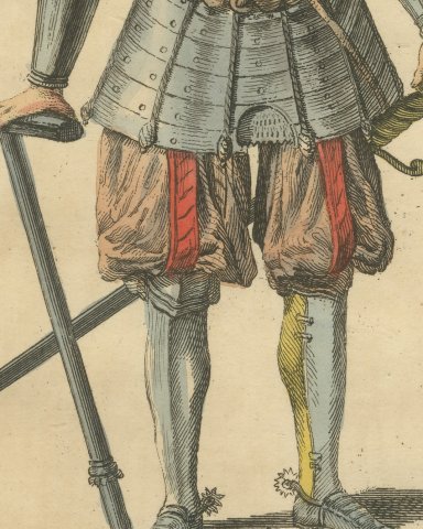 Albert Duke of Saxony in Armor with Shield and Sword, Costume of 1489, 1757, close-up 3