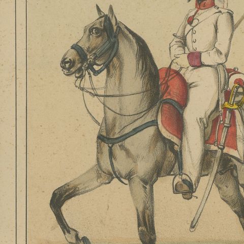 Spanish Cavalry Lithograph by José Rubio y Villegas: Princess Hussars, 1861, close-up 3