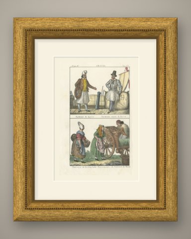 Boat Owner, Norman Boatman and Oyster Sellers of La Rochelle and Bordeaux, 1842, shown framed
