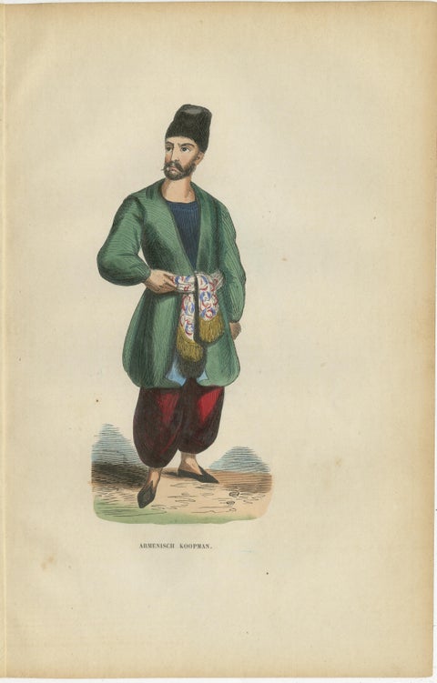 Antique Armenian Costume Prints, Hand-Colored Ethnographic Lithographs, 1852, view 3