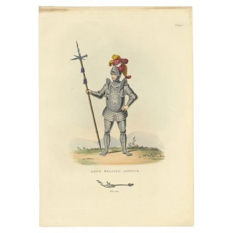 Antique Print of Long-Bellied Armor, 1842, view 2
