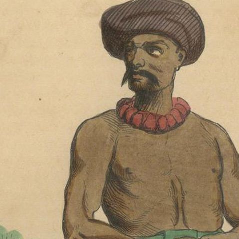 Indostan People's Traditional Attire Depicted in Wahlen's 19th Century Litho, close-up 4