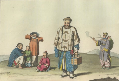 Chinese City Dwellers and Farmers, Ferrario Costume Print, c.1815, close-up 3