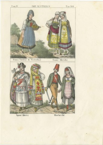 Tyrolean Woman of Pusterthal, Illyrian Women, Bridal Pair and Morlachs, 1842, view 2