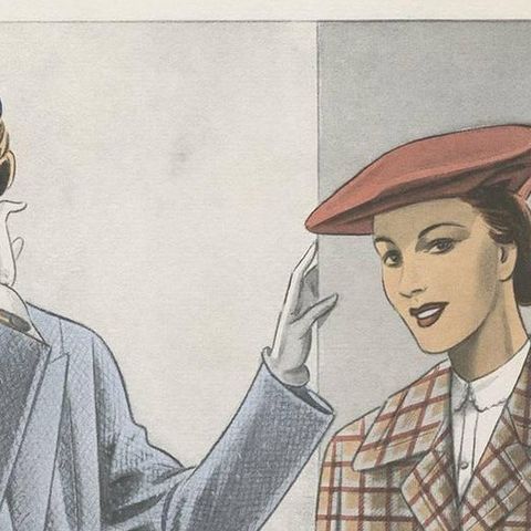 Antique Fashion Print, Published in Ladies Styles, 1951, close-up 1