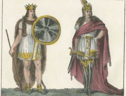 Druids, Pharamond's Sword and the Frankish Kings Pharamond and Clodio, 1842, close-up 2