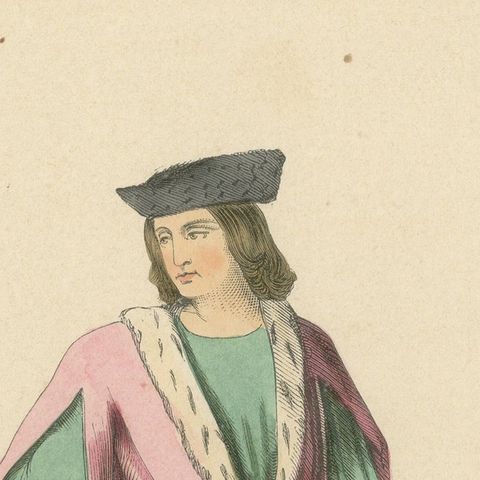 Elegance at the Court of Louis XII: A French Noble's Poise, 1847, close-up 5