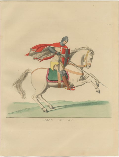 Set of 10 Hand-Colored Medieval Costume Prints by Paul Mercuri, Paris 1845, view 5