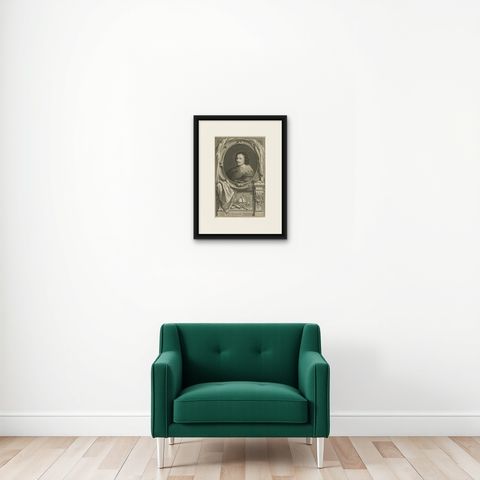 Antique Portrait of Sir Kenelm Digby, English Courtier and Diplomat, shown framed on a wall
