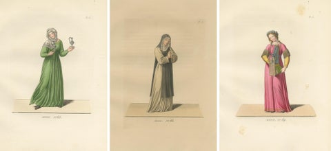 Servant, Dominican Nun and Young Lady in Traditional Italian Dress - 1845 Print, view 5