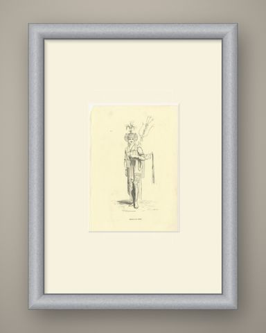 Herald of Timor, Antique Wahlen Costume Print, 1843-1844, shown framed
