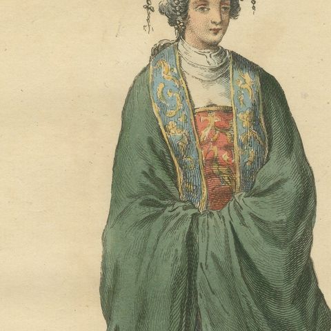 Chinese Lady in Traditional Dress, Antique Costume Print, Jefferys, 1749, close-up 6