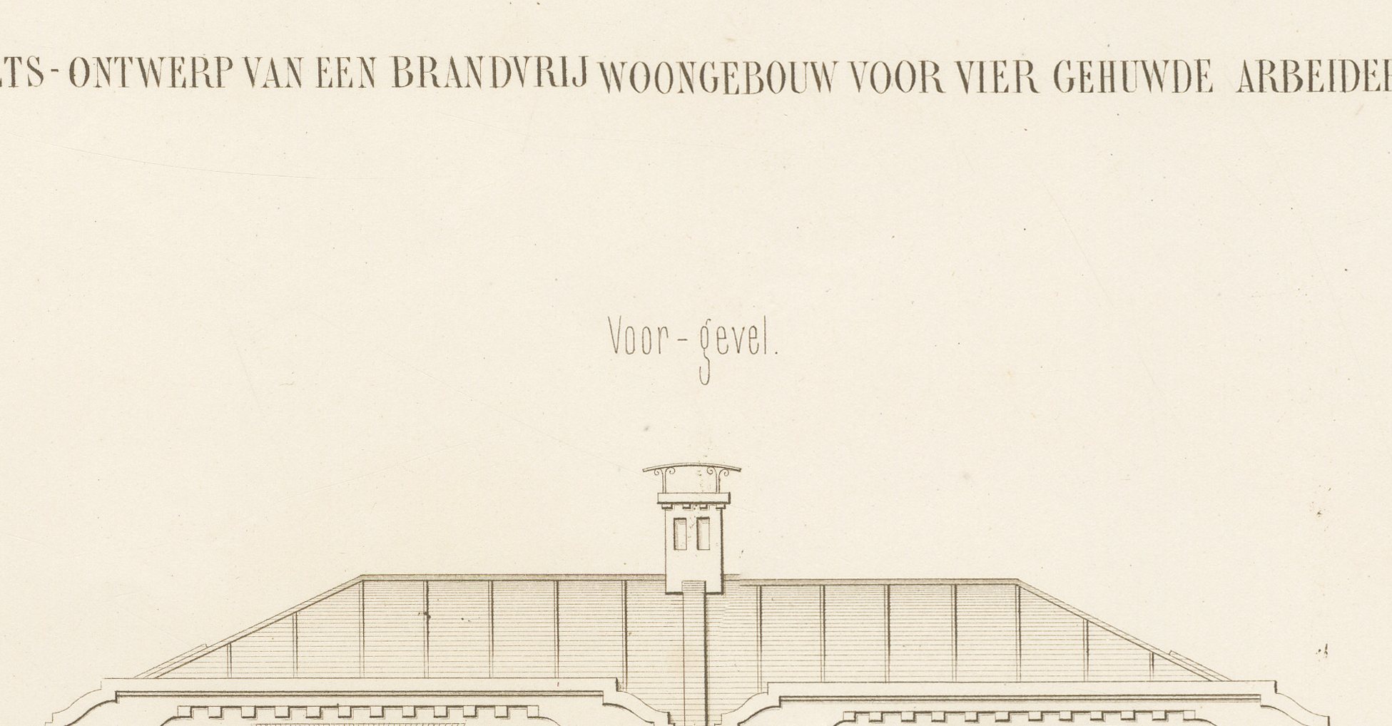 Fireproof Workers' Housing Design, Dutch Architecture Print, Leliman, 1865-1866, view 2
