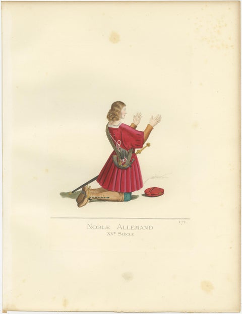 Antique Print of a German Nobleman, 15th Century, by Bonnard, 1860, view 2