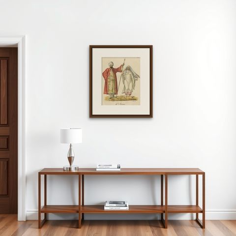 Arab Costumes Lithograph IIIter Stamm by Brodtmann c.1816, shown framed on a wall