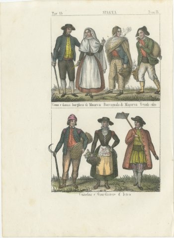 Costumes of Minorca, Majorca and Ibiza, Hand Colored Lithograph, 1842, view 2