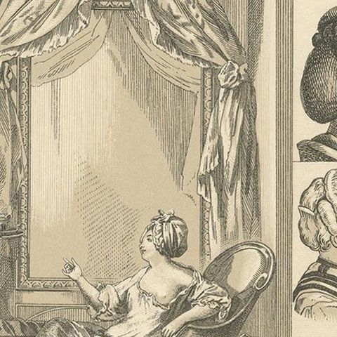 Pl 114 Antique Print of French 18th Century Costumes by Racinet, 'circa 1880', close-up 2