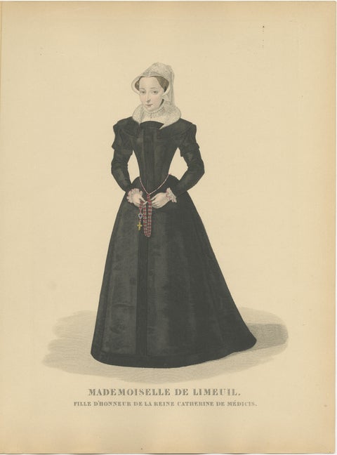 Hand Colored Engraving of Isabelle de Limeuil, a French Noblewoman, 1900, view 3