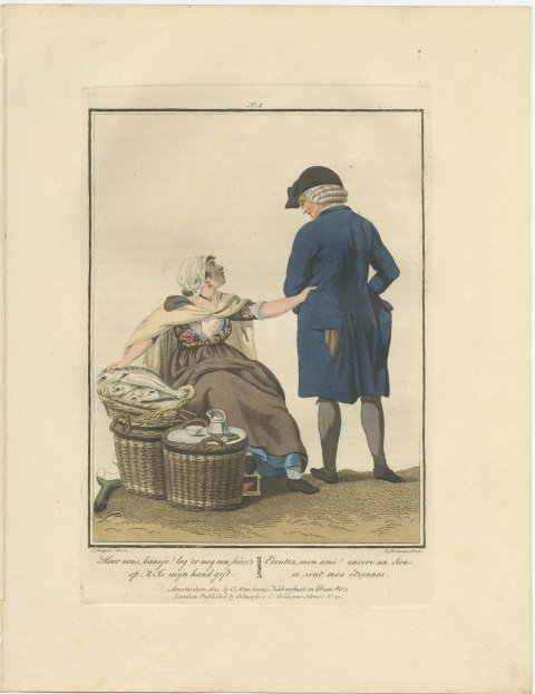 Fishwife asking an Extra Stuiver, Dutch Costume Print, 1811, view 2
