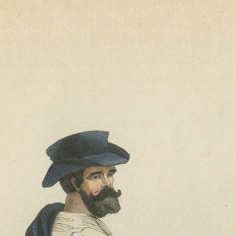 Russian Peasant from the Moscow Region - Antique Costume Lithograph, c.1852, close-up 5