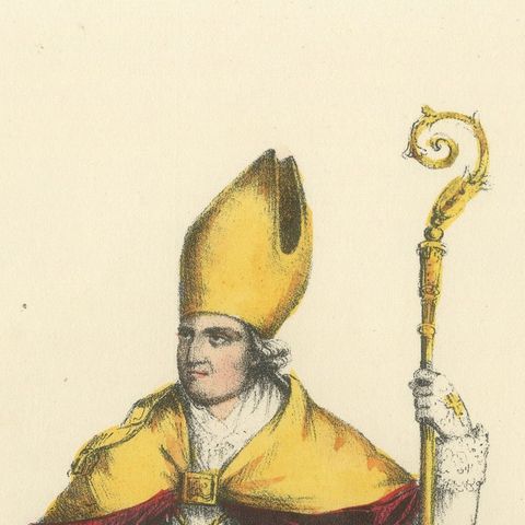 Lithograph of Évêque en Costume Pontifical (Bishop in Pontifical Robes), 1862, close-up 1