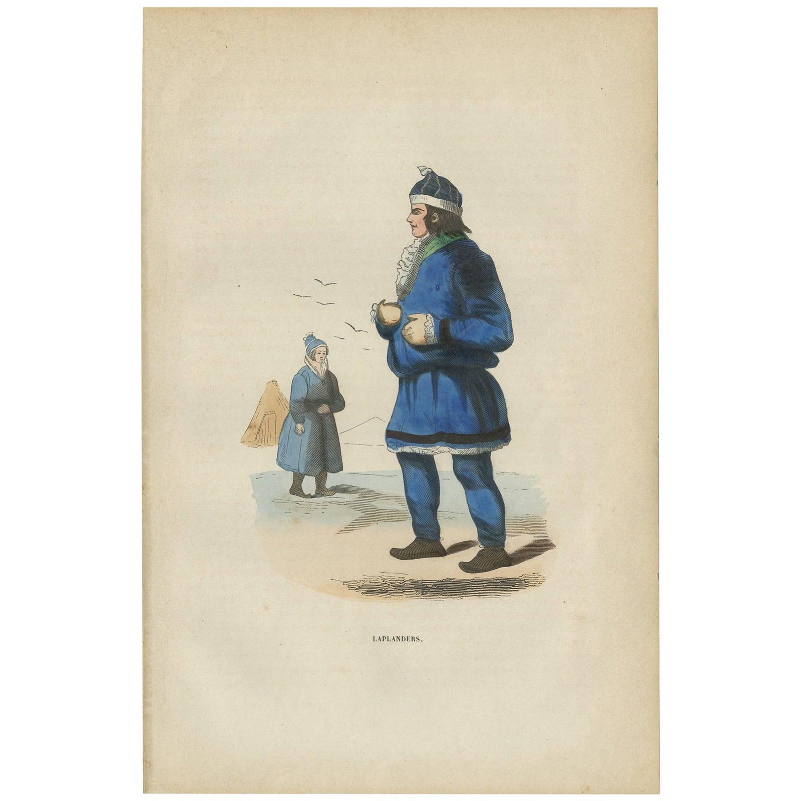 Laplanders in Traditional Winter Dress, Berghaus Ethnographic Print, 1855