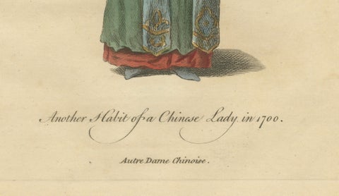 Chinese Lady in Traditional Dress, Antique Costume Print, Jefferys, 1749, close-up 4