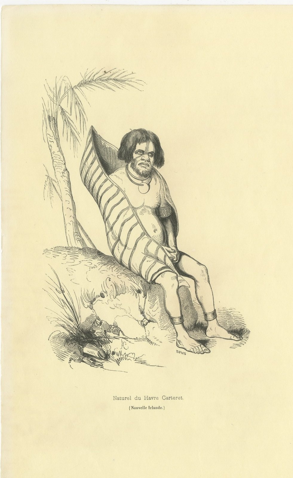 Native of Carteret Harbour, Antique Wahlen Costume Print, 1843-1844