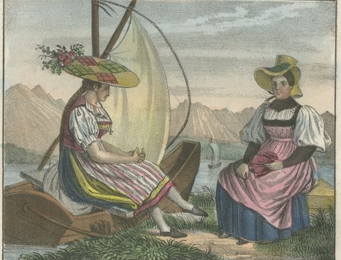 Herdsman of Fribourg, Zurich Peasants and Women of Zug and Neuchatel, 1842, close-up 2