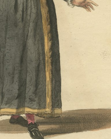 Habit of an English Nobleman in 1577, Fur Lined Gown, Jefferys Plate, 1757, close-up 2