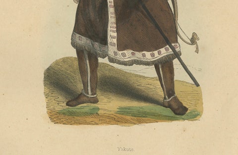 Yakut People in Traditional Attire, 1844 Handcolored Lithographs, close-up 1