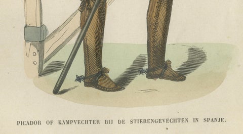 Spanish Bullfight Picador - Antique Costume Lithograph, c.1852, close-up 4