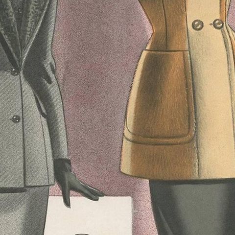 Original Vintage Fashion Print published in Ladies Styles, 1952, close-up 2