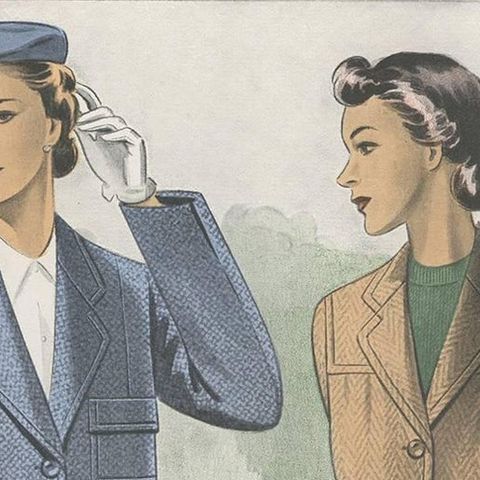 Vintage Fashion Print 'Pl. 14217' Published in Ladies Styles, 1951, close-up 1