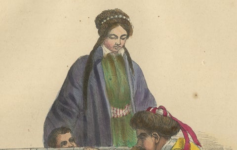 Tartar Family in Traditional Dress: 19th Century Ethnographic Illustration, close-up 2