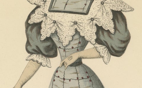 Victorian Refinement: Fashion Lithograph by L. Michau and M. de Solar, 1889, close-up 2