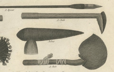 1801 Engraving of New Caledonian Implements and Attire, close-up 2