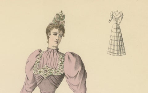Victorian Splendor: Fashion Lithograph from the 1889 Exposition Universelle, close-up 4